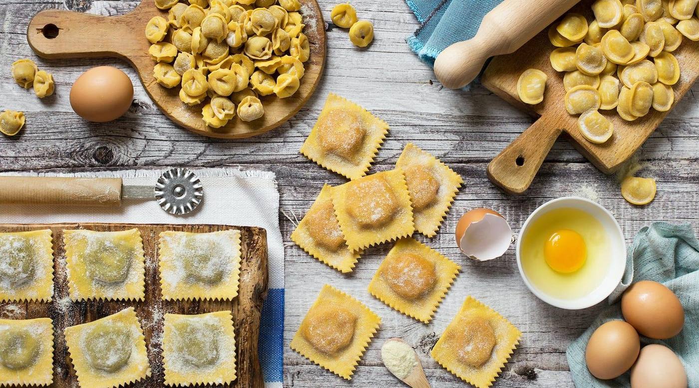Fresh handmade tagliatelle pasta in Bologna